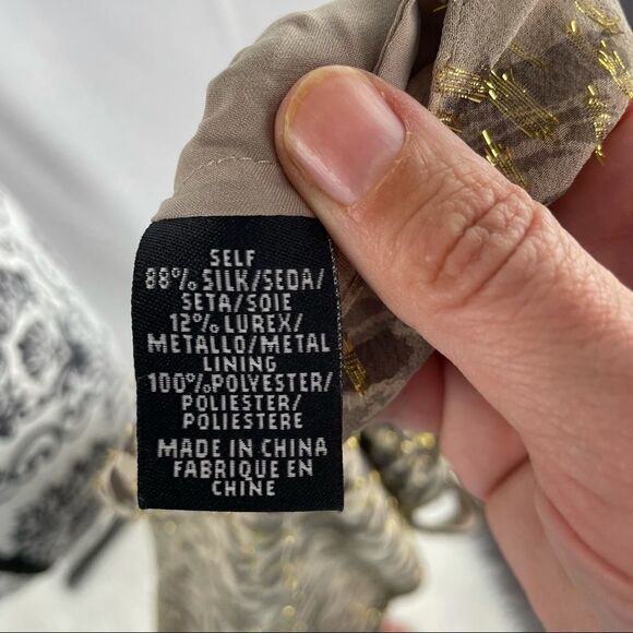 Tibi Metallic Ruffle Animal Print Silk Shell Tank - Picture 7 of 7